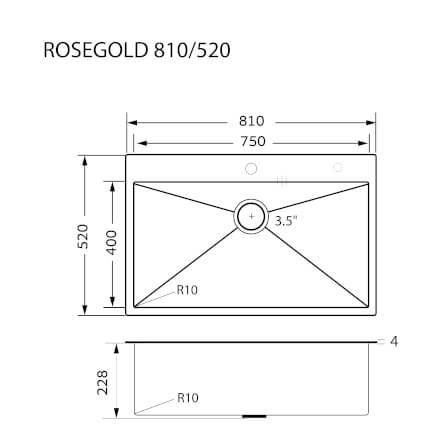 อ่างล้างจาน สแตนเลส 1 หลุม  EVE ROSEGOLD 810/520 ขนาด 81 ซม. สี โรสโกลด์ _5